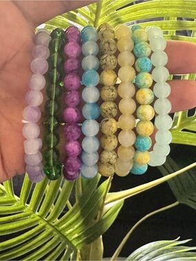 Assorted Multi-Color Beaded Stretch Bracelet Set - Women's Fashion Jewelry